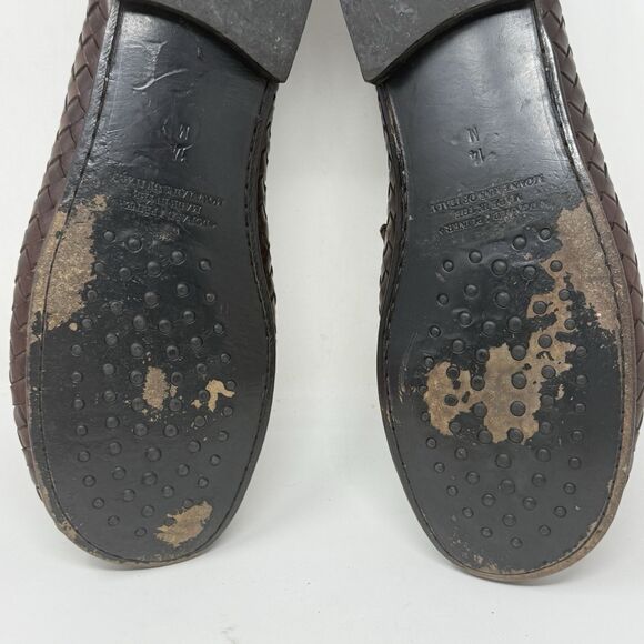 Donald J. Pliner Urvan Loafers Shoes Mens 14 M Brown Leather Woven Slip On Dress main image 6